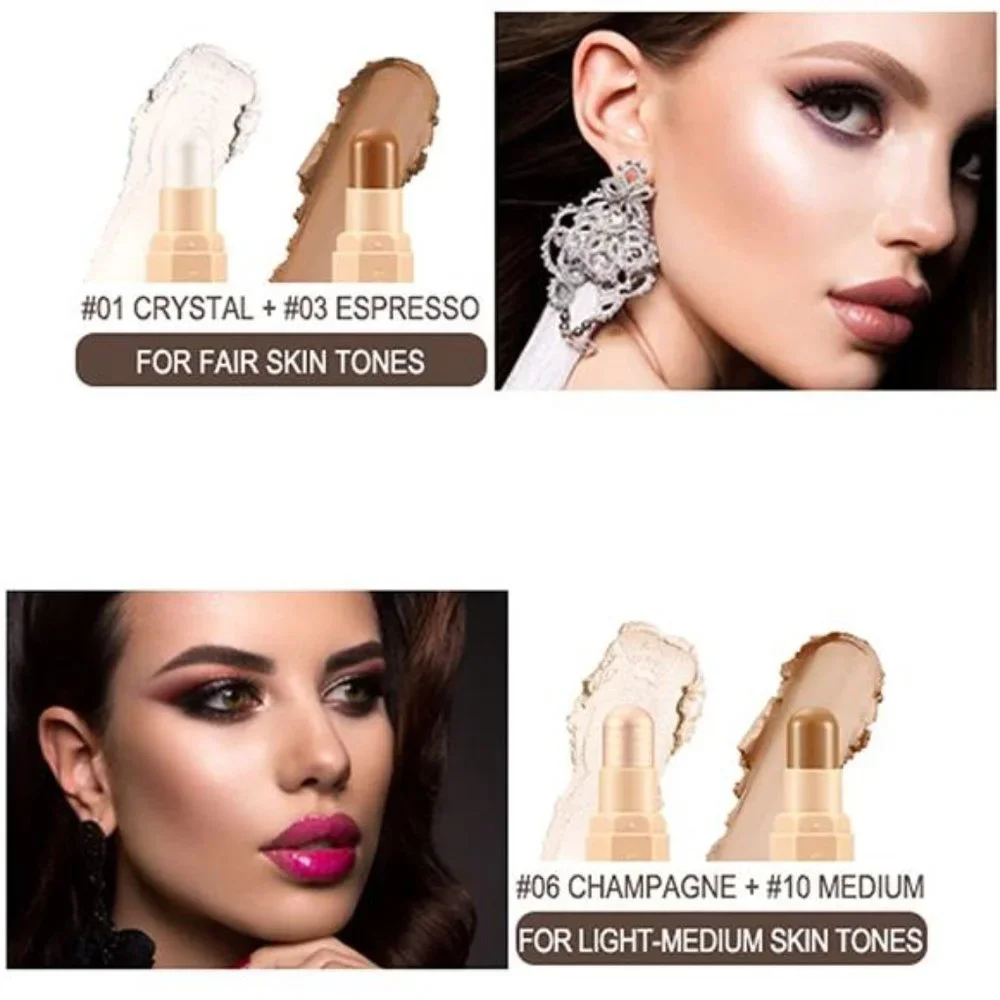 Face Cream Contour Stick Bronzer Highlighter Illuminator Makeup Glow Kit Set, F1